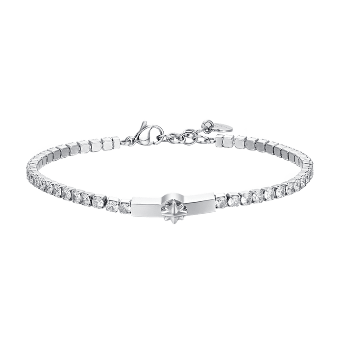 BRACELET DE TENNIS HOMME AVEC ROSE DES VENTS ET ZIRCONE BLANCHE