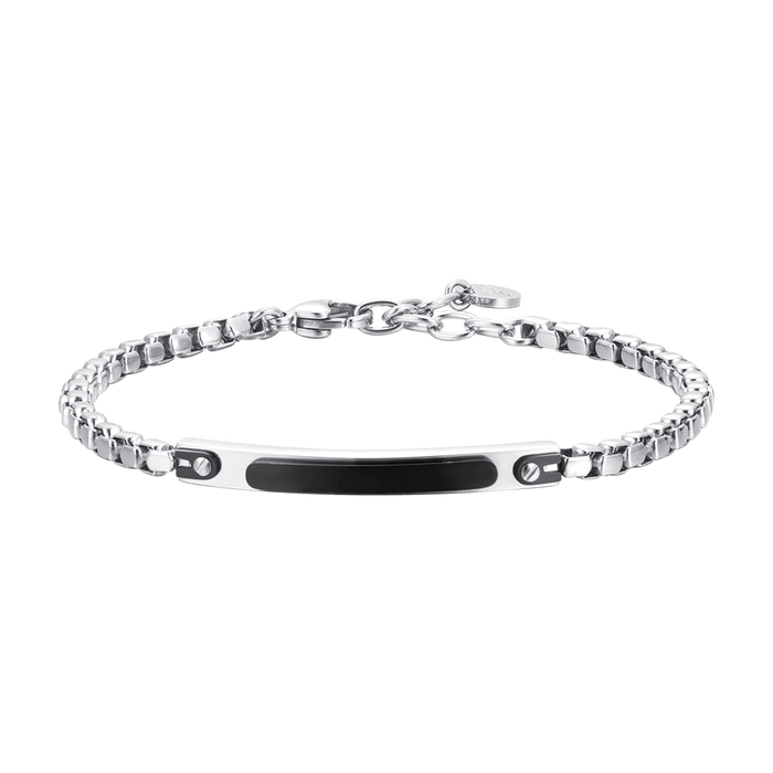 MEN'S BRACELET IN STEEL WITH IP BLACK PLATE