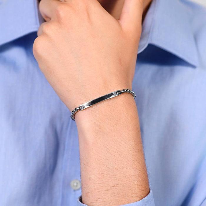 MEN'S BRACELET IN STEEL WITH IP BLACK PLATE