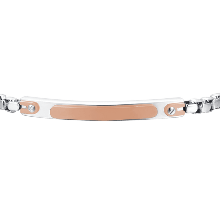 BRACELET HOMME EN ACIER AVEC PLAQUE IP ROSE