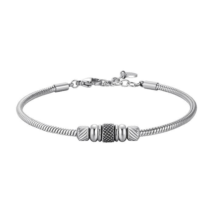 BRACCIALE UOMO IN ACCIAIO CON ELEMENTO CON SMALTO NERO