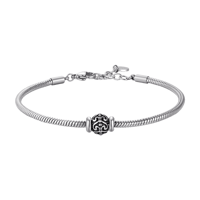 BRACCIALE UOMO IN ACCIAIO CON ELEMENTO CON SMALTO NERO