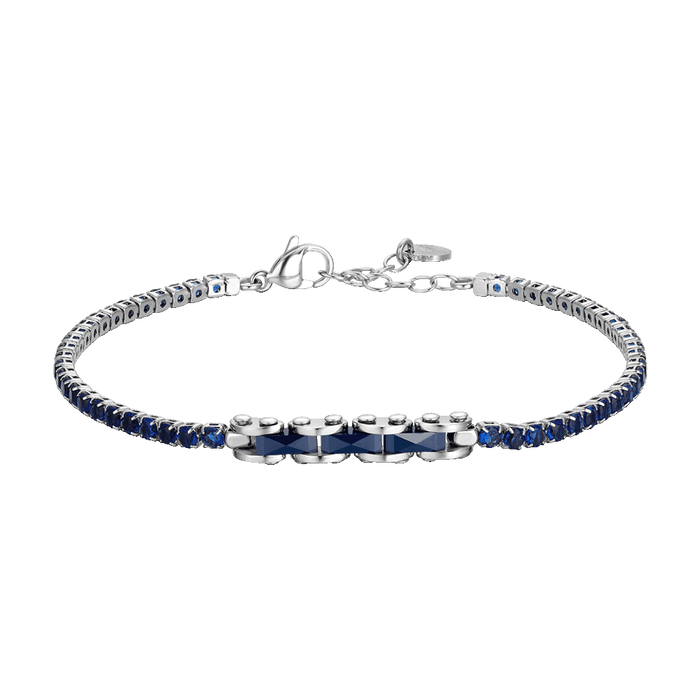 BRACCIALE TENNIS UOMO IN ACCIAIO CON CERAMICA BLU E ZIRCONI BLU