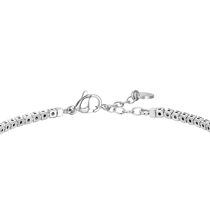 BRACCIALE TENNIS UOMO IN ACCIAIO CON CERAMICA NERA E ZIRCONI NERI