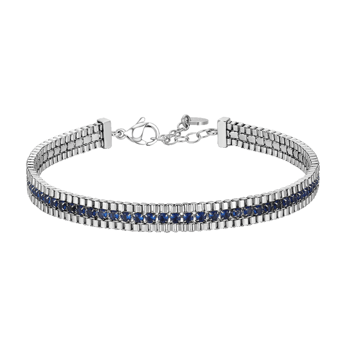 BRACCIALE UOMO IN ACCIAIO E ZIRCONI BLU