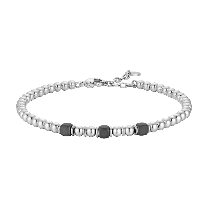 BRACCIALE UOMO IN ACCIAIO CON ELEMENTI IN EMATITE GRIGIA