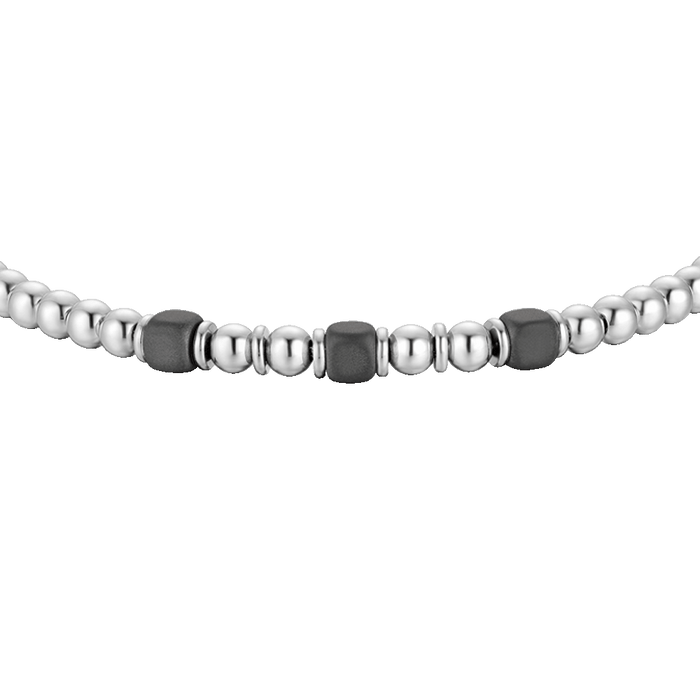 BRACCIALE UOMO IN ACCIAIO CON ELEMENTI IN EMATITE GRIGIA