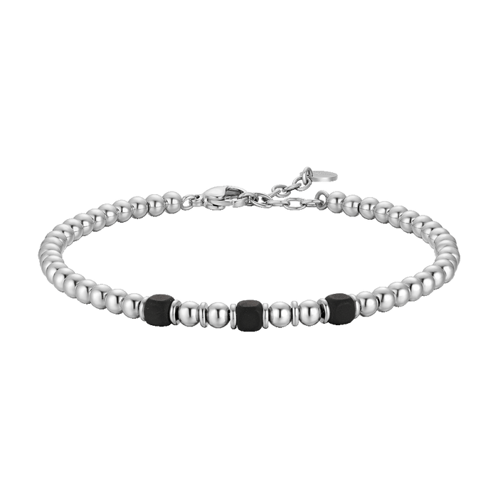 BRACCIALE UOMO IN ACCIAIO CON ELEMENTI IN EMATITE NERA