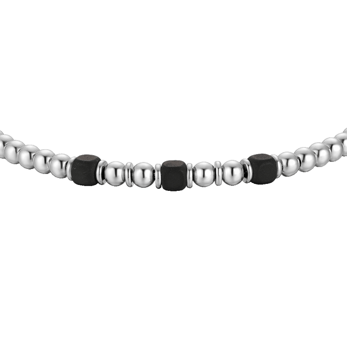 BRACCIALE UOMO IN ACCIAIO CON ELEMENTI IN EMATITE NERA