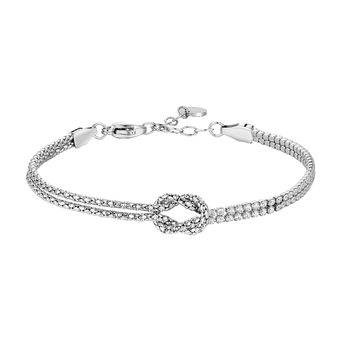 BRACCIALE UOMO IN ACCIAIO CON NODO E ZIRCONI BIANCHI