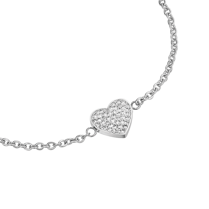 BRACELET FEMME EN ACIER AVEC PETIT COEUR ET CRISTAUX BLANCS