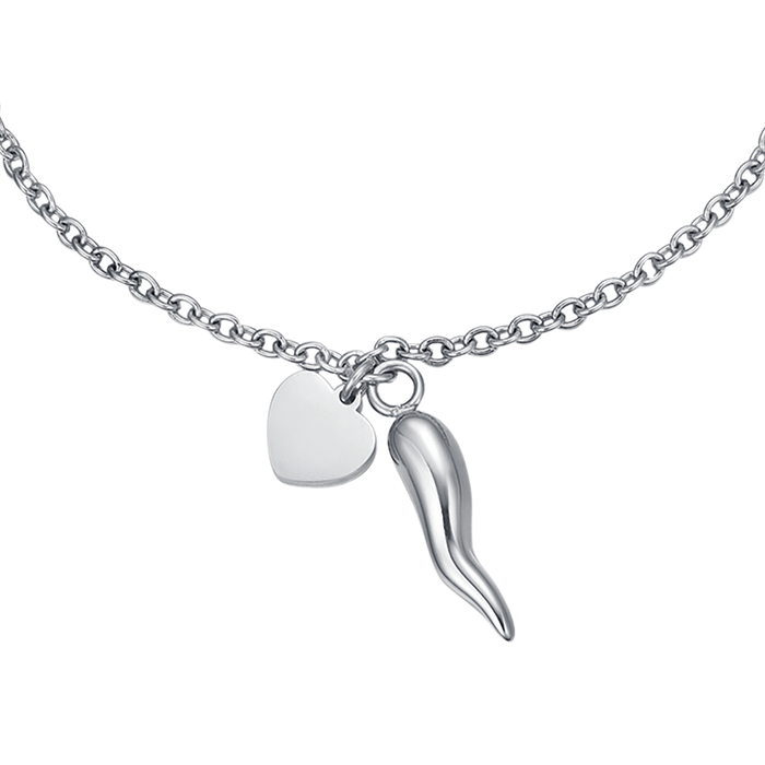 BRACCIALE DONNA IN ACCIAIO CON CUORE E CORNO