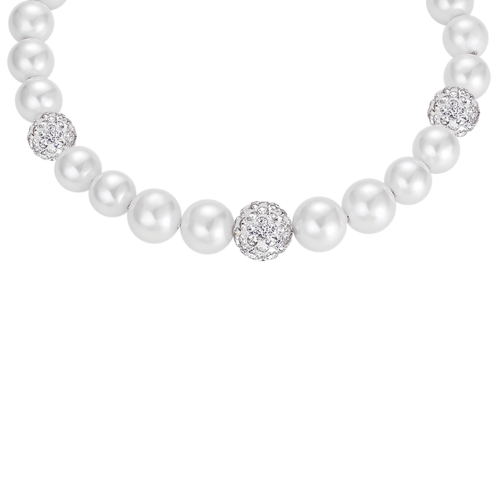 BRACCIALE DONNA DI PERLE CON CRISTALLI BIANCHI