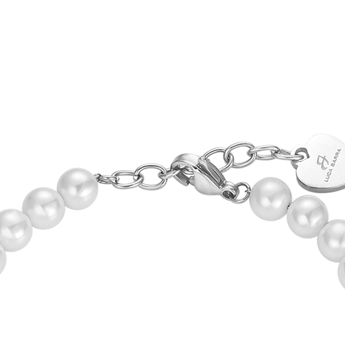 BRACCIALE DONNA DI PERLE CON CRISTALLI BIANCHI