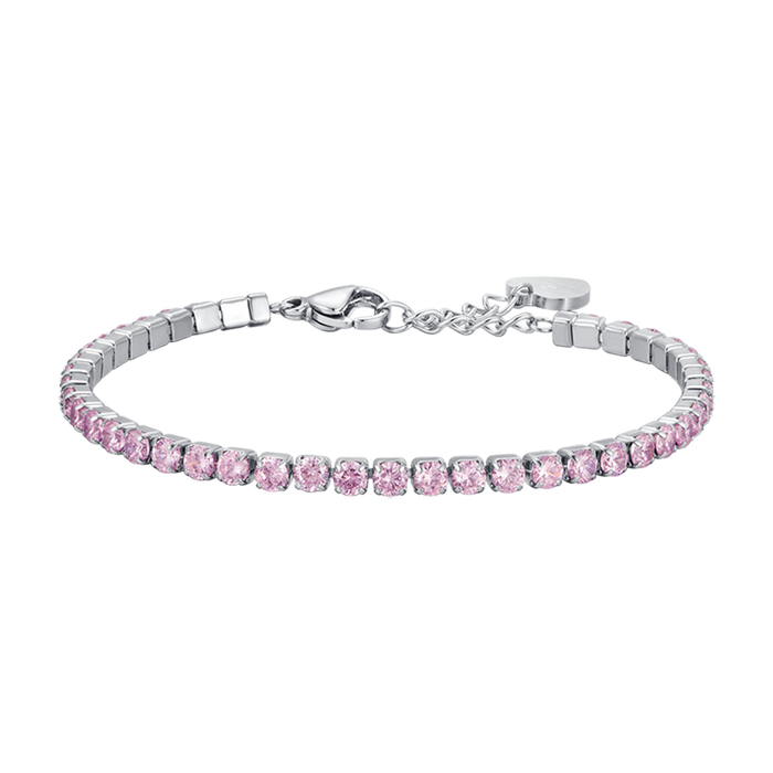 WOMEN'S TENNIS BRACELET IN STEEL WITH PINK CRYSTALS