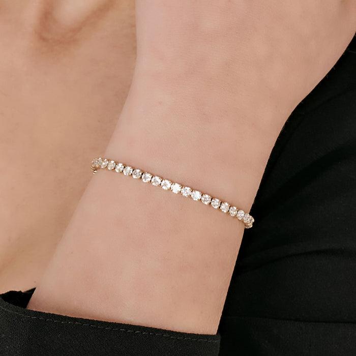 BRACELET TENNIS FEMME EN ACIER DORÉ IP AVEC CRISTAUX BLANCS