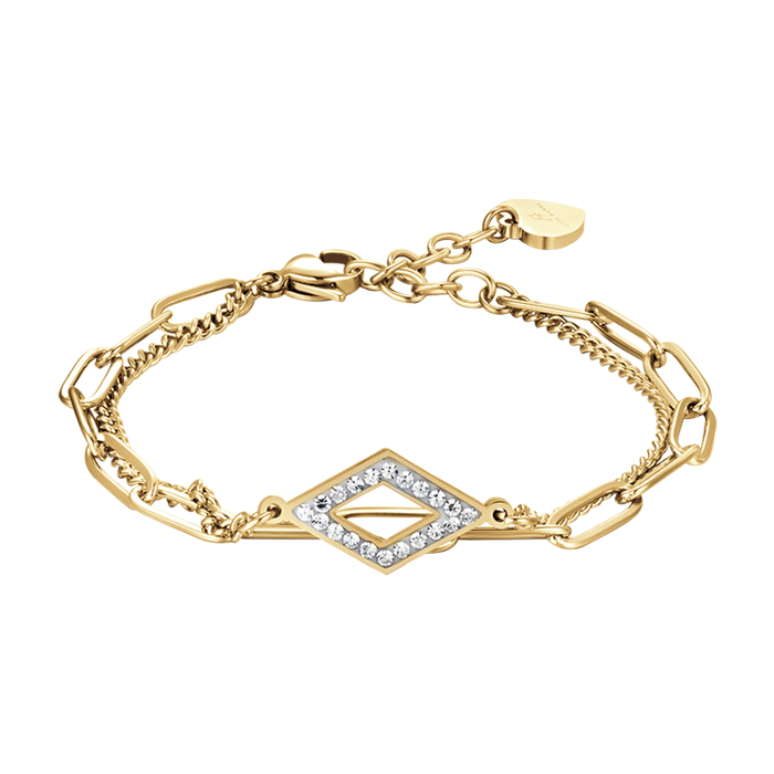 BRACCIALE DONNA IN ACCIAIO IP GOLD CON CRISTALLI BIANCHI