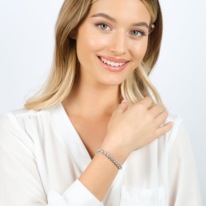 BRACCIALE TENNIS DONNA IN ACCIAIO CON CRISTALLI BIANCHI DA 4 MM