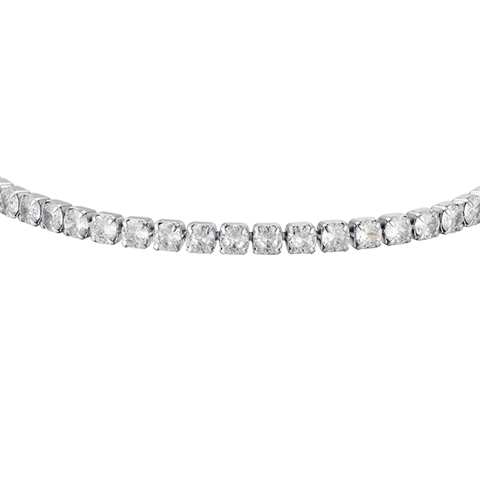 BRACCIALE TENNIS DONNA IN ACCIAIO CON CRISTALLI BIANCHI DA 4 MM