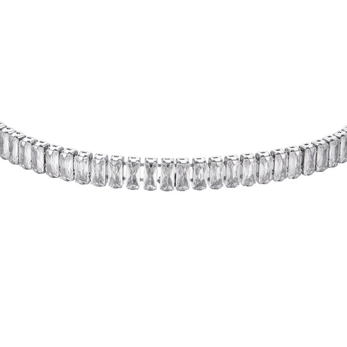 WOMEN'S TENNIS BRACELET IN STEEL WITH WHITE BAGUETTE CRYSTALS