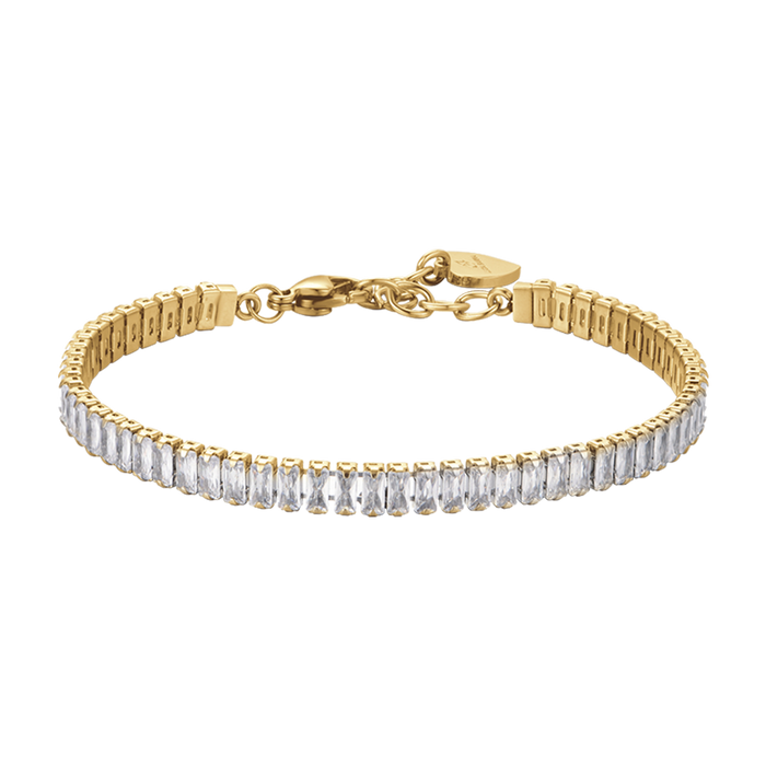 WOMEN'S TENNIS BRACELET IN STEEL WITH WHITE BAGUETTE CRYSTALS