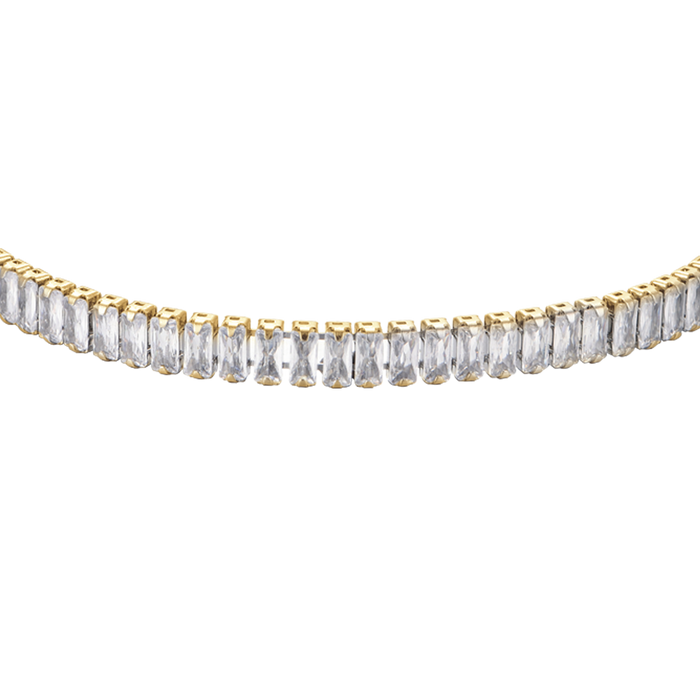 WOMEN'S TENNIS BRACELET IN STEEL WITH WHITE BAGUETTE CRYSTALS