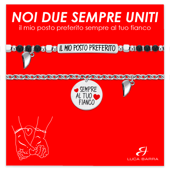 BRACELET COUPLE EN ACIER AVEC COEUR MAGNÉTIQUE