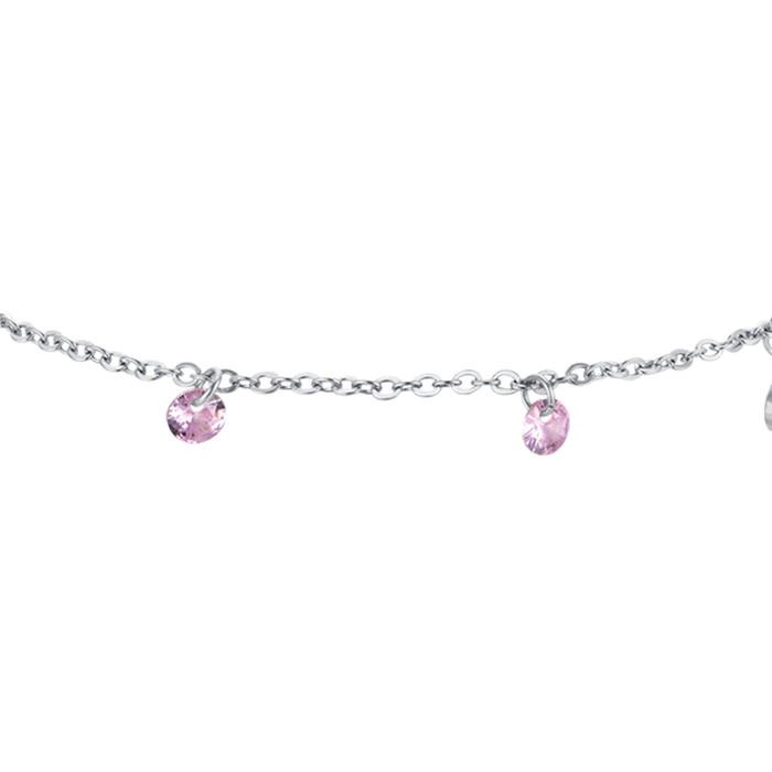 BRACCIALE DONNA IN ACCIAIO CRISTALLI ROSA