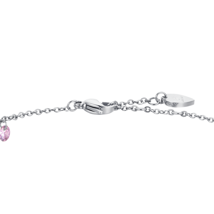 BRACCIALE DONNA IN ACCIAIO CRISTALLI ROSA