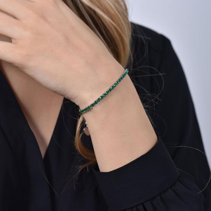 BRACELET DE TENNIS FEMME AVEC CRISTAUX VERTS