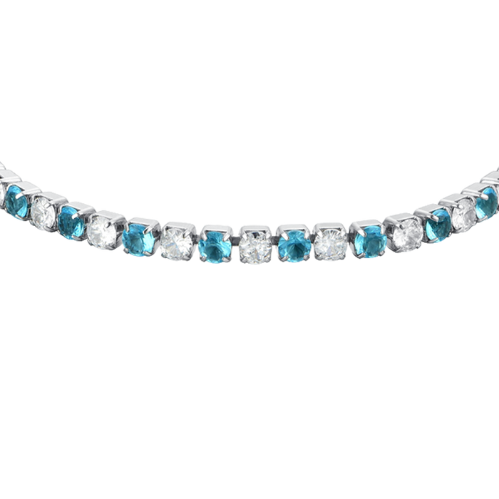 BRACELET DE TENNIS FEMME AVEC CRISTAUX BLEU ET BLANCS