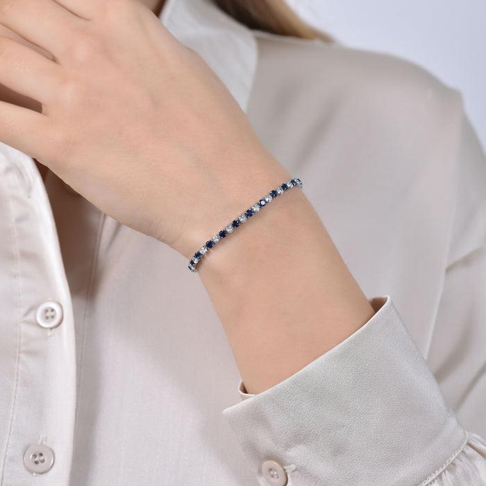 WOMEN'S TENNIS BRACELET WITH BLUE AND WHITE CRYSTALS