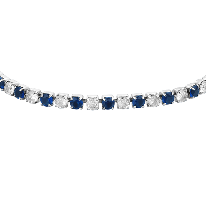 WOMEN'S TENNIS BRACELET WITH BLUE AND WHITE CRYSTALS