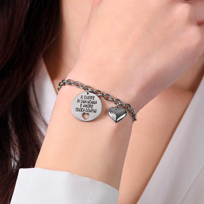 WOMEN'S STEEL BRACELET THE HEART OF A GRANDMOTHER