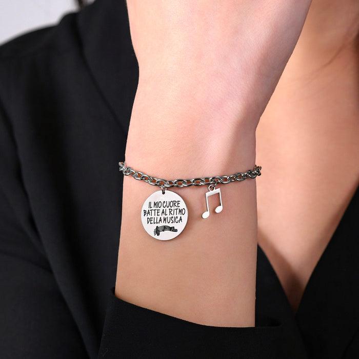BRACELET FEMME EN ACIER AVEC NOTE DE MUSIQUE