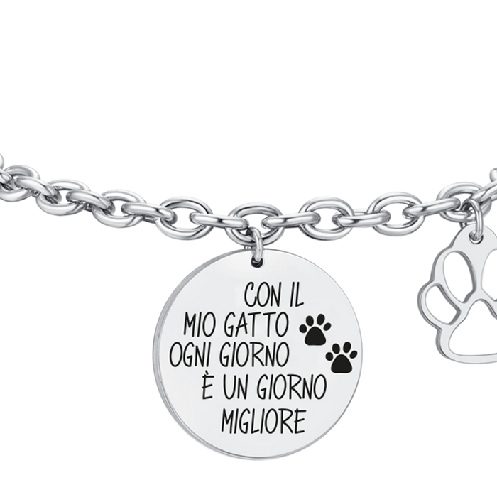 BRACCIALE DONNA IN ACCIAIO GATTO