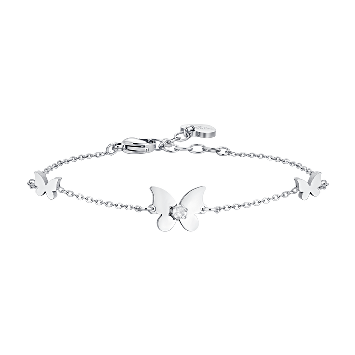 WOMEN'S BRACELET IN STEEL WITH BUTTERFLIES AND ZIRCONIA