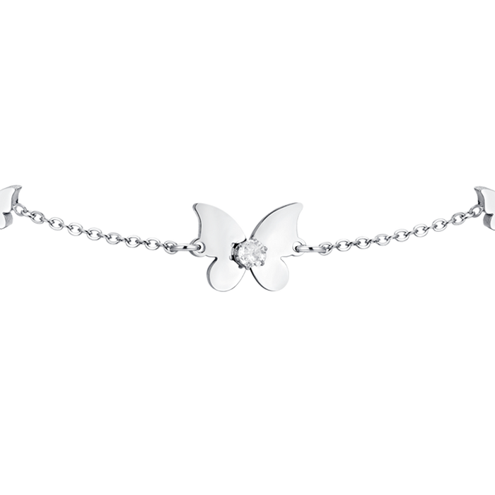 WOMEN'S BRACELET IN STEEL WITH BUTTERFLIES AND ZIRCONIA