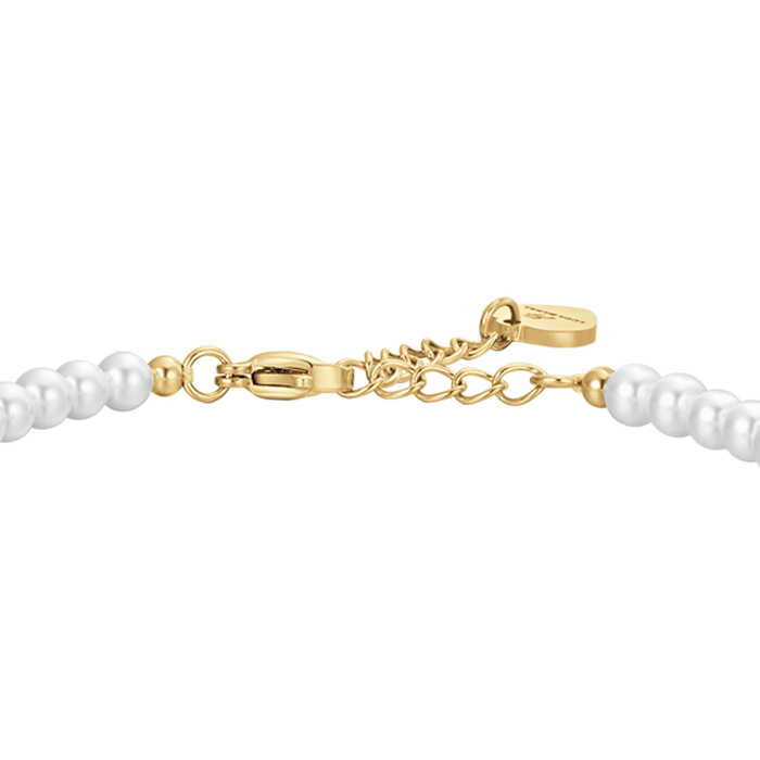 WOMEN'S BRACELET IN IP GOLD STEEL WITH PEARLS AND ROSE
