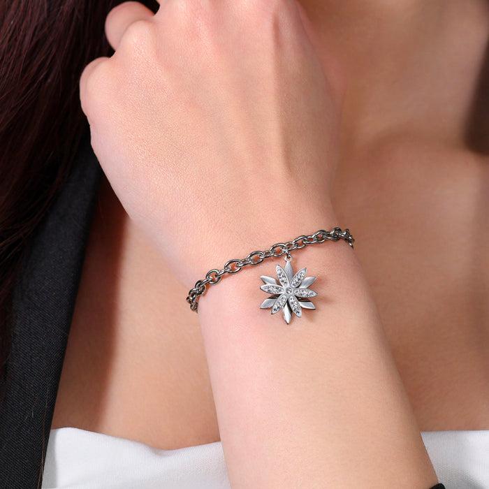 BRACELET FEMME EN ACIER FLEUR DE VIE TOURNANT