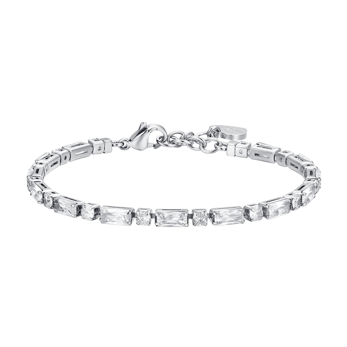 WOMEN'S TENNIS BRACELET IN STEEL WITH WHITE ZIRCONIA