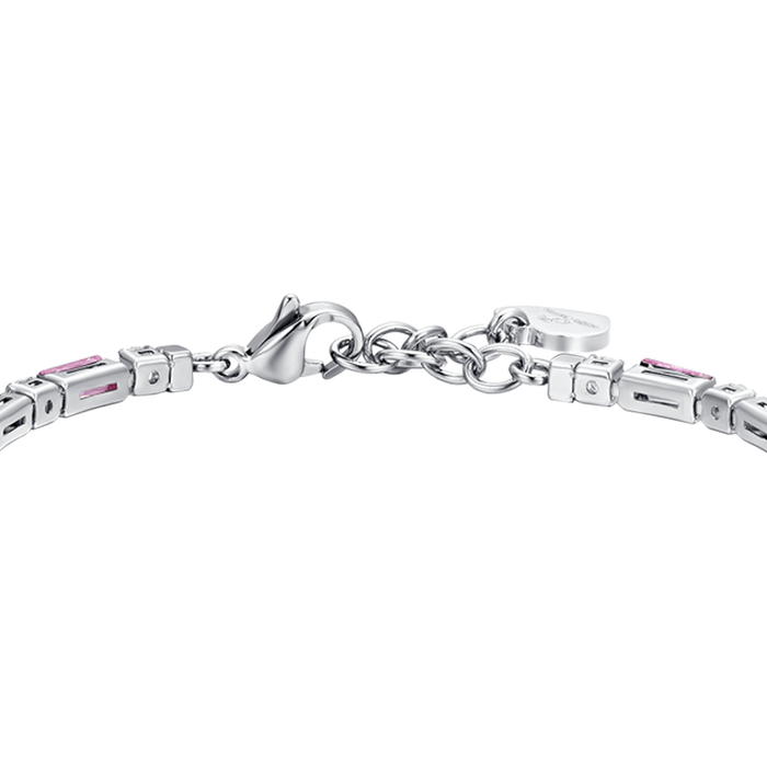 WOMEN'S TENNIS BRACELET IN STEEL WITH PINK ZIRCONIA
