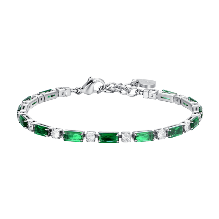 WOMEN'S TENNIS BRACELET IN STEEL WITH GREEN ZIRCONIA