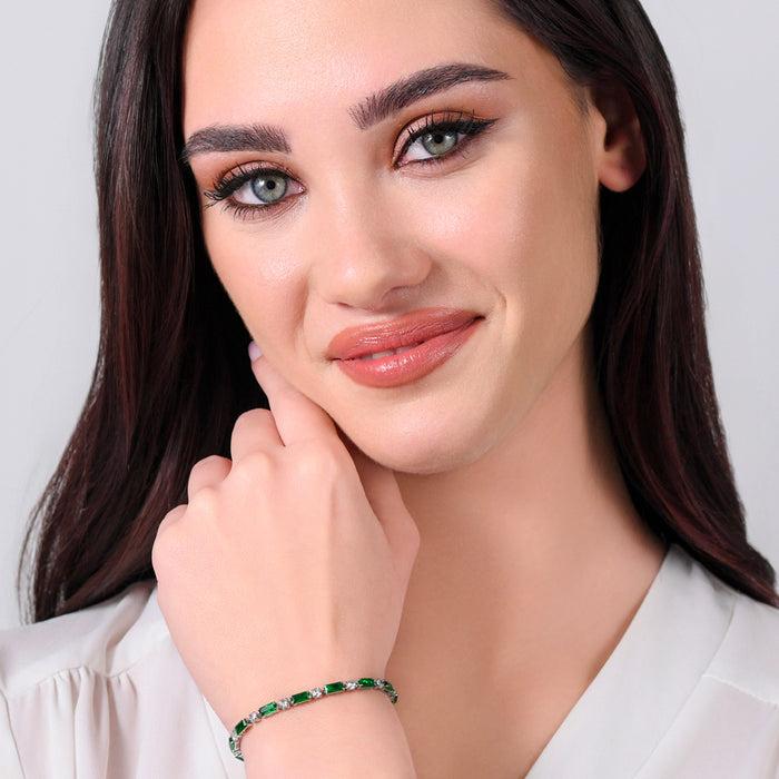 WOMEN'S TENNIS BRACELET IN STEEL WITH GREEN ZIRCONIA