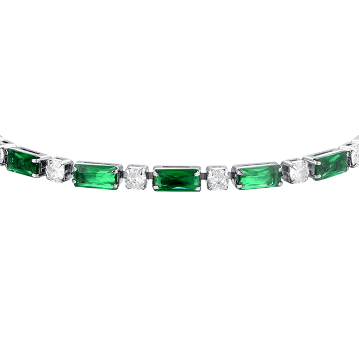 WOMEN'S TENNIS BRACELET IN STEEL WITH GREEN ZIRCONIA