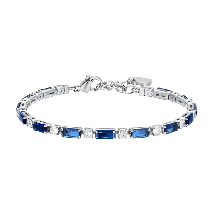 WOMEN'S TENNIS BRACELET IN STEEL WITH BLUE ZIRCONIA