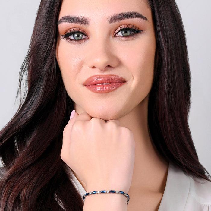 WOMEN'S TENNIS BRACELET IN STEEL WITH BLUE ZIRCONIA