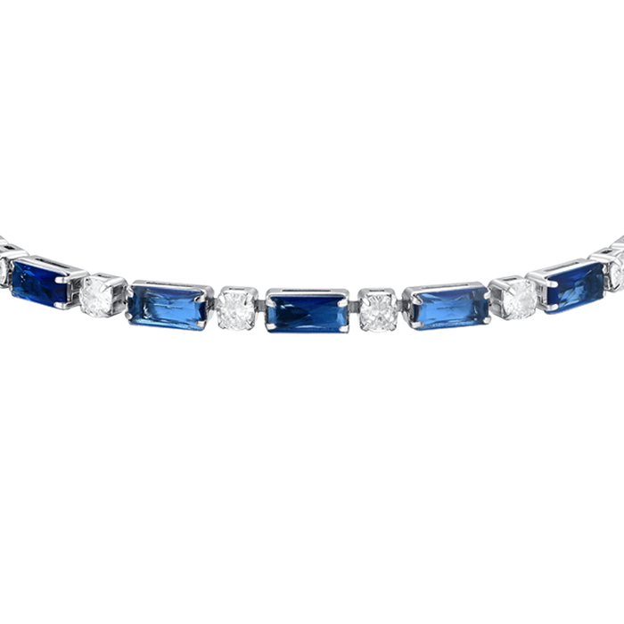 WOMEN'S TENNIS BRACELET IN STEEL WITH BLUE ZIRCONIA