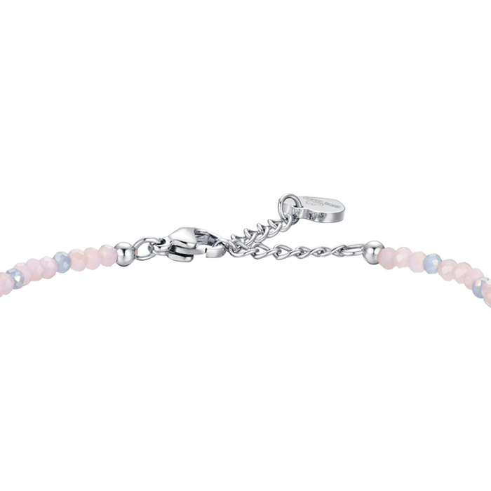 BRACELET FEMME EN ACIER AVEC PIERRES ROSES ET CRISTAUX MULTICOLORES