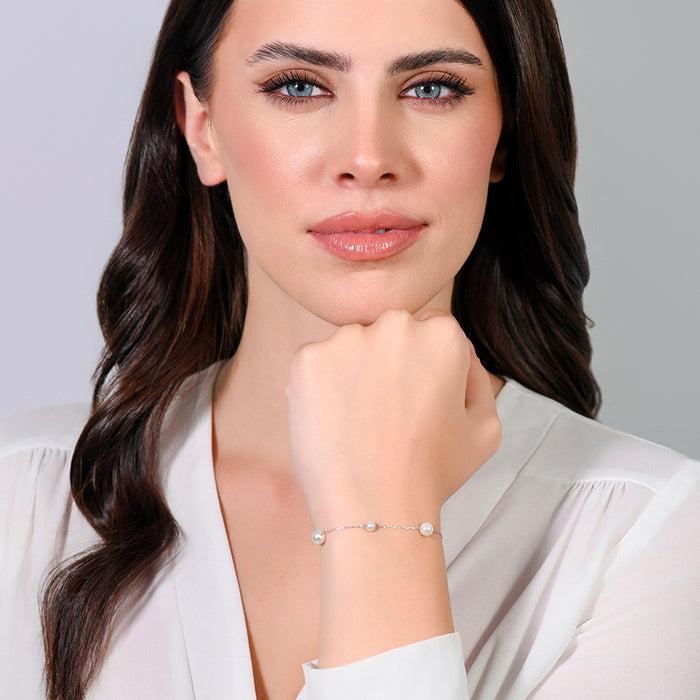 BRACCIALE DONNA IN ACCIAIO CON PERLE